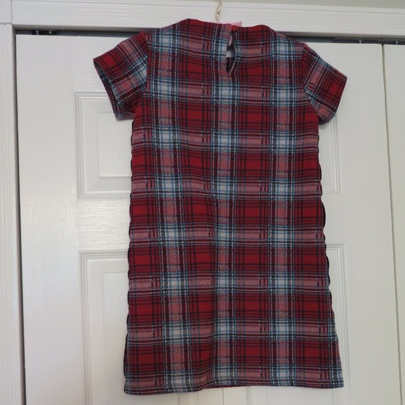 RED CHECKED DRESS WITH BLACK SIDE STRIPE - Picture 4 of 7